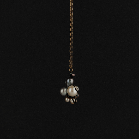 Grey + Cream Pearl Cluster Charm