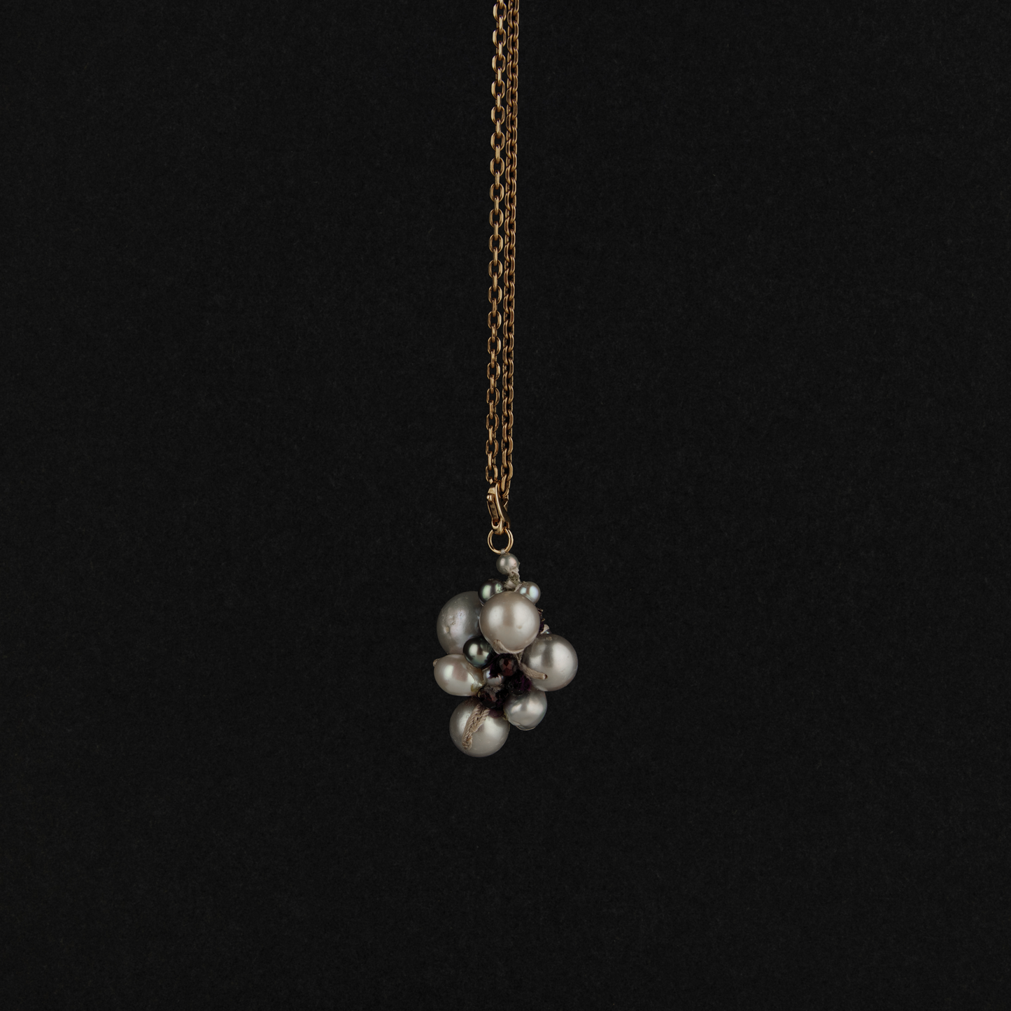 Grey Pearl + Garnet Cluster Charm