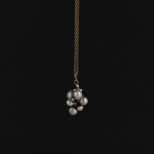 Grey Pearl + Garnet Cluster Charm