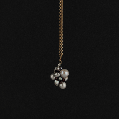 Grey Pearl + Garnet Cluster Charm