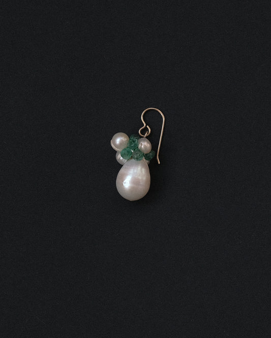 Big Pearl Emerald Earring