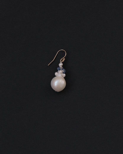Large Pearl Sapphire Cluster Earring