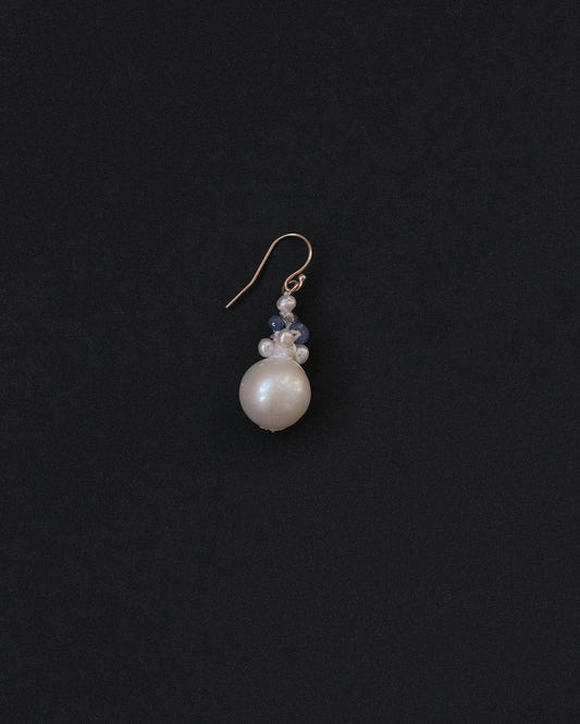 Large Pearl Sapphire Cluster Earring