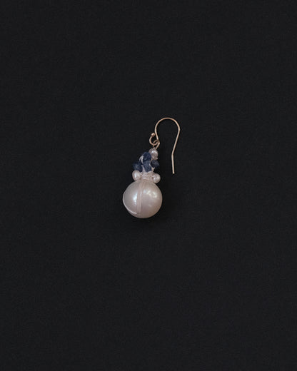 Large Pearl Sapphire Cluster Earring