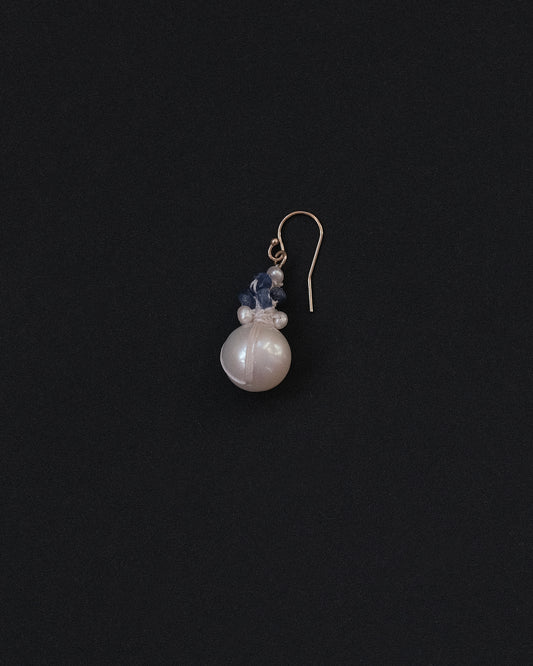 Large Pearl Sapphire Cluster Earring
