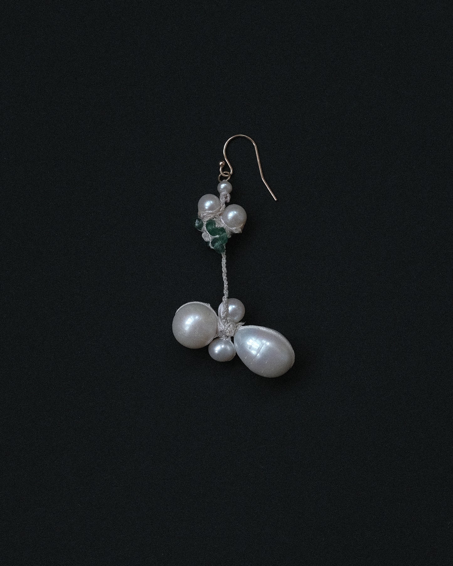 Long Pearl + Emerald Earring