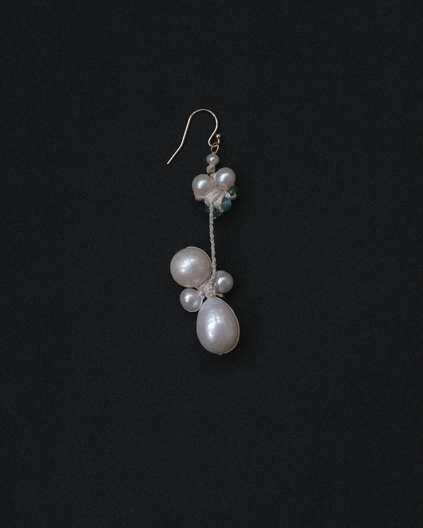 Long Pearl + Emerald Earring