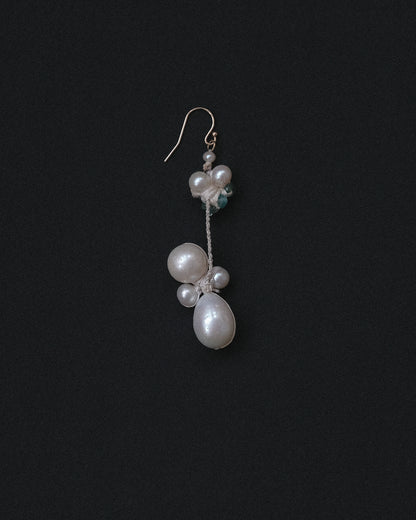 Long Pearl + Emerald Earring