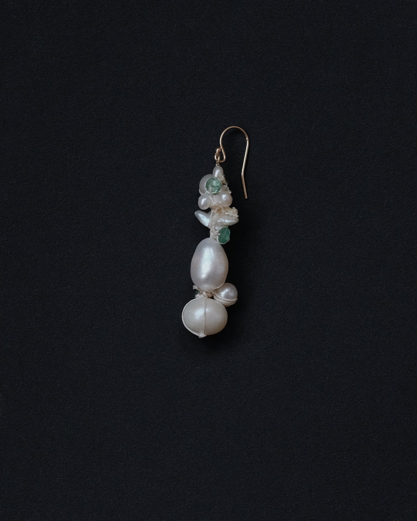 Medium Emerald + Pearl Earring
