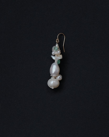 Medium Emerald + Pearl Earring