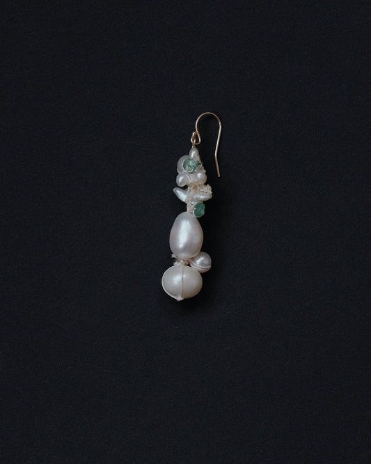 Medium Emerald + Pearl Earring