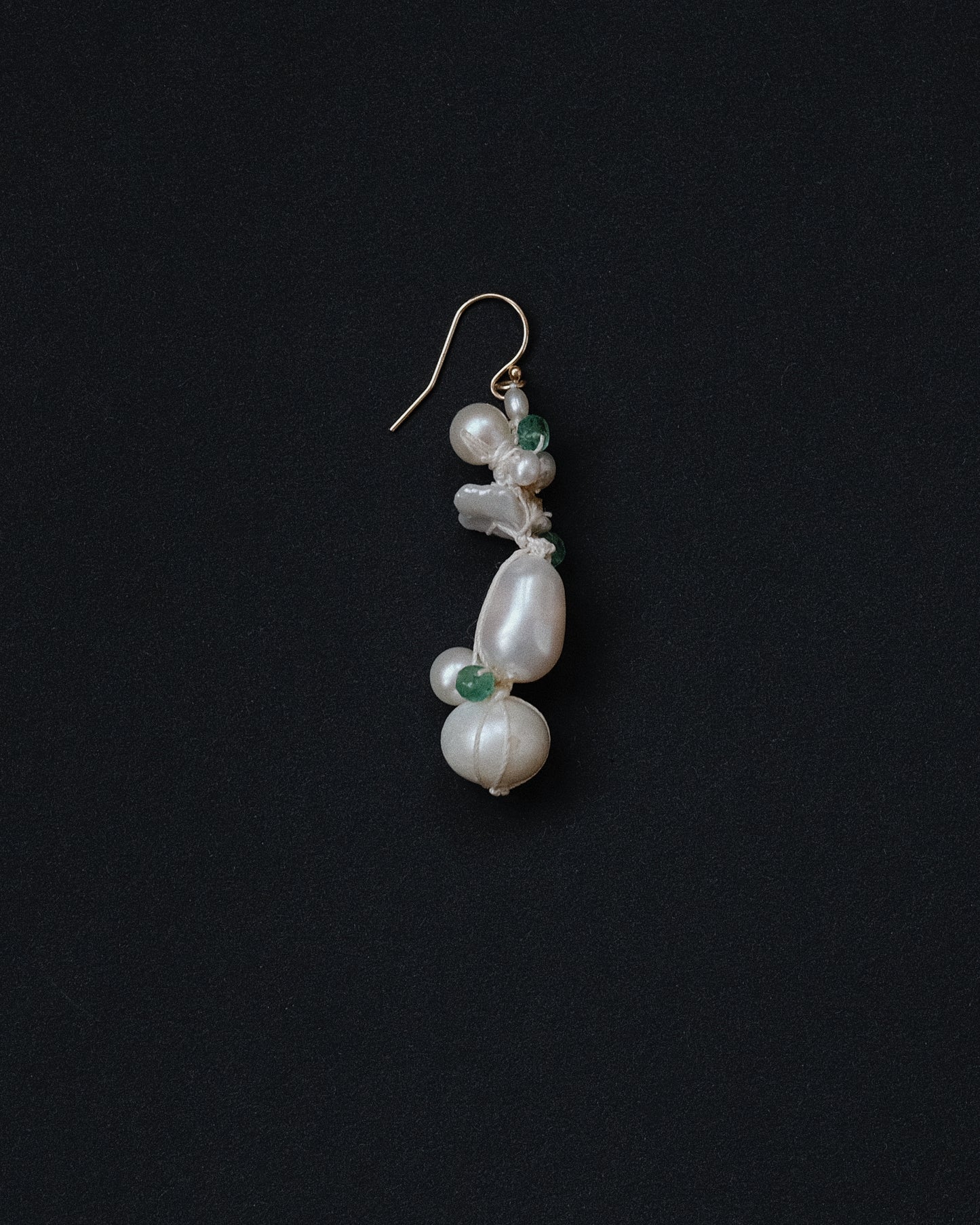 Medium Emerald + Pearl Earring