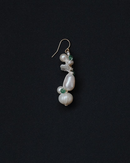 Medium Emerald + Pearl Earring
