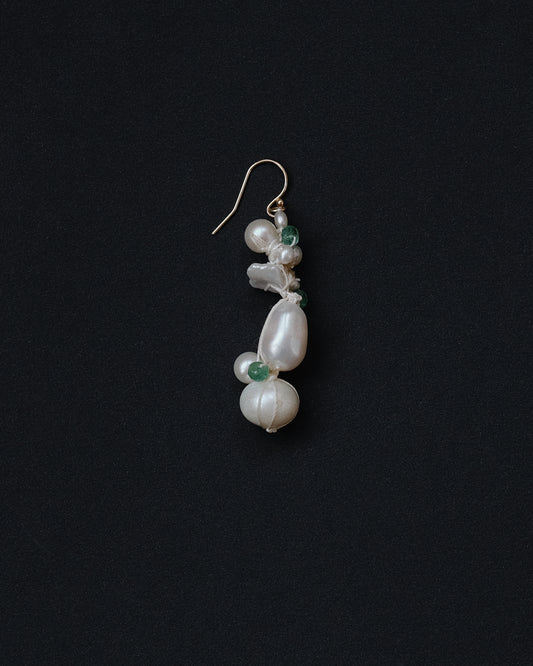 Medium Emerald + Pearl Earring