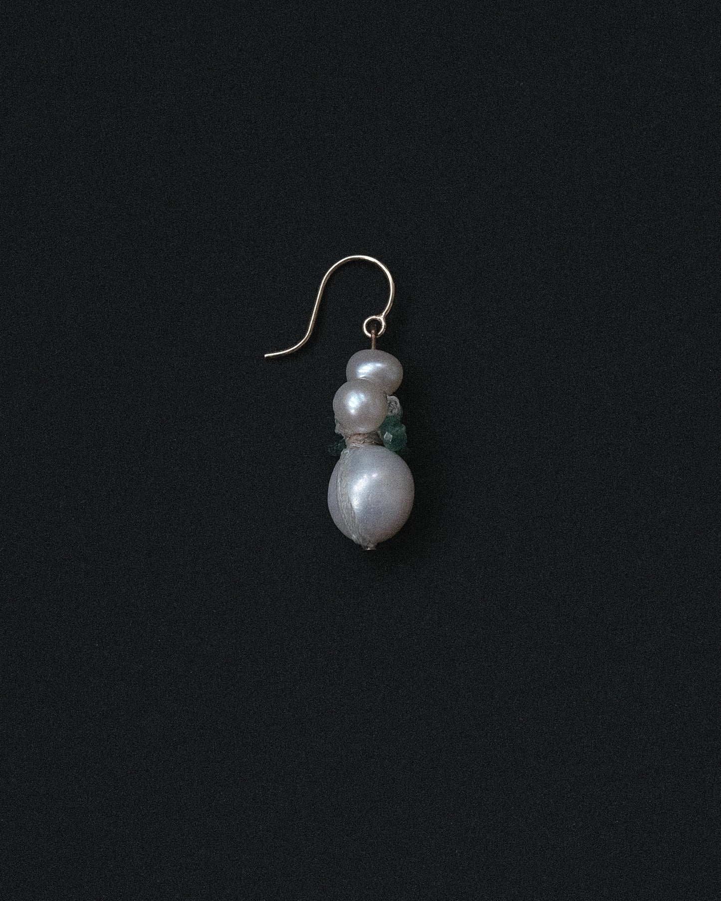 Pearl + Emerald Earring Oblong