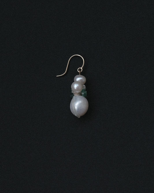 Pearl + Emerald Earring Oblong