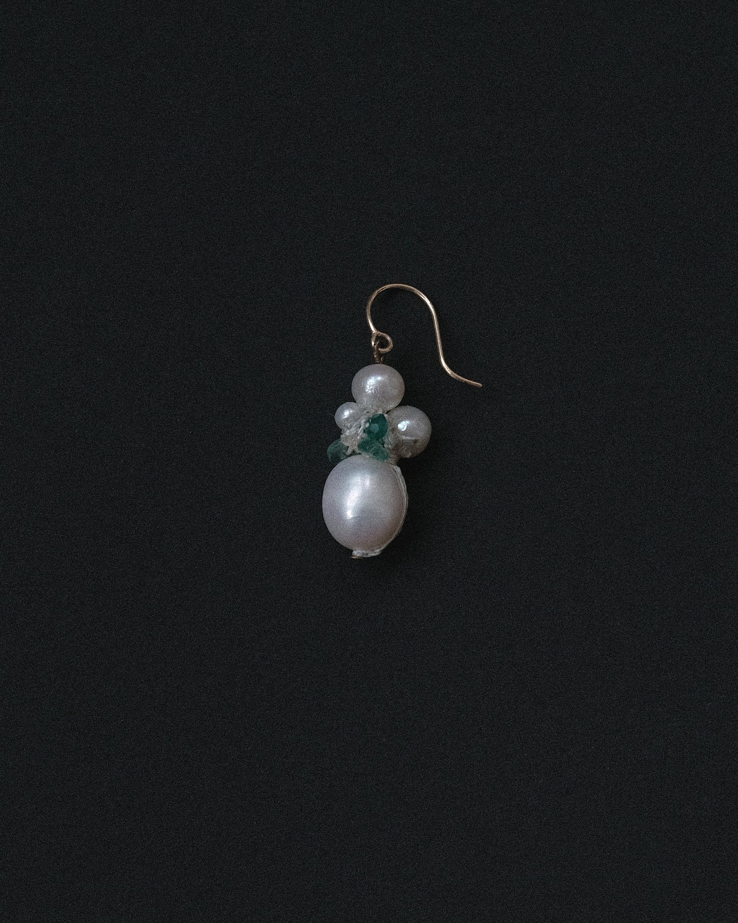 Pearl + Emerald Earring Oblong