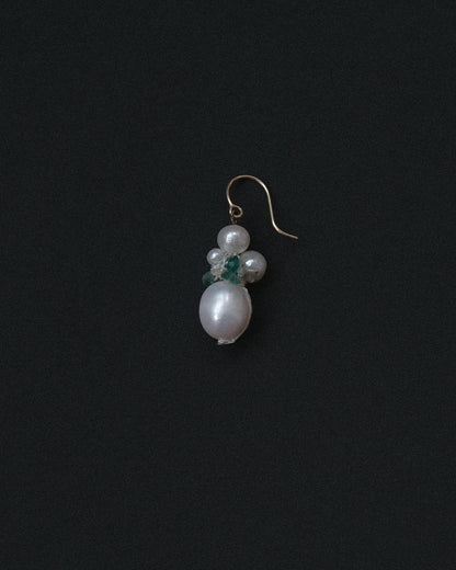 Pearl + Emerald Earring Oblong